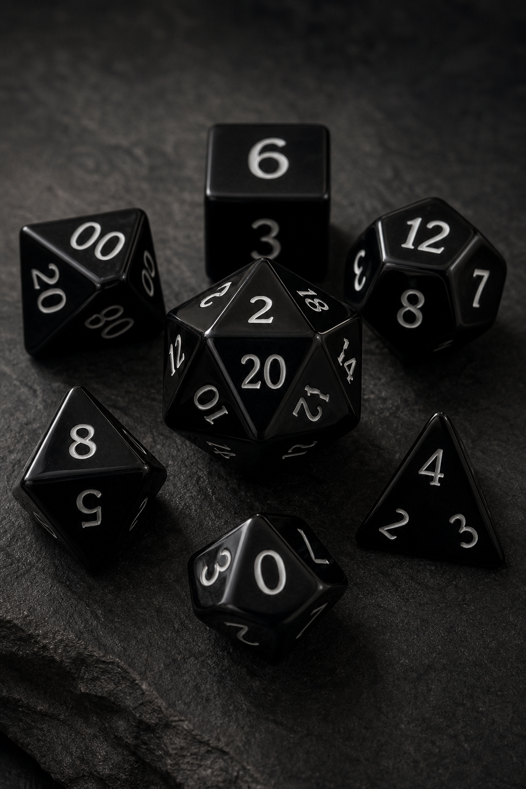 Obsidian metal dice set
