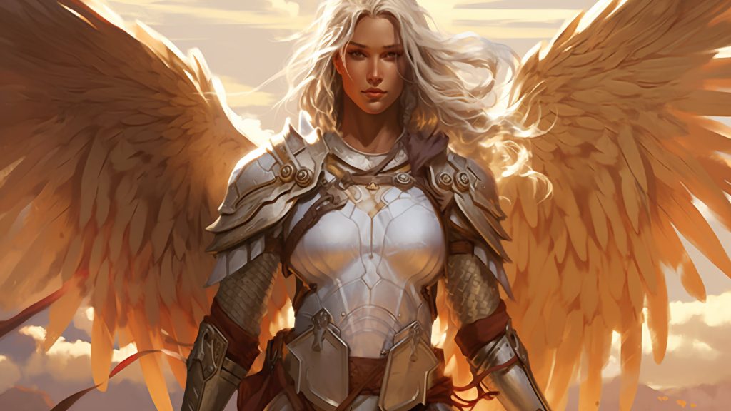 Fighter 5E: Female warrior with wings