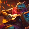 Charm Person 5E: Dragonborn bard from DnD playing a guitar