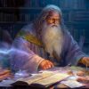 Detect Magic 5E: Wizard sitting at the library studying magic books