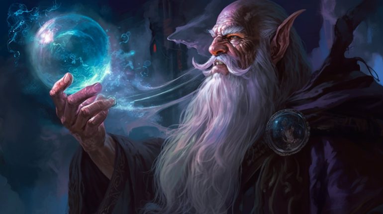 Dissonant Whispers: Firblog sorcerer from DnD holding an orb
