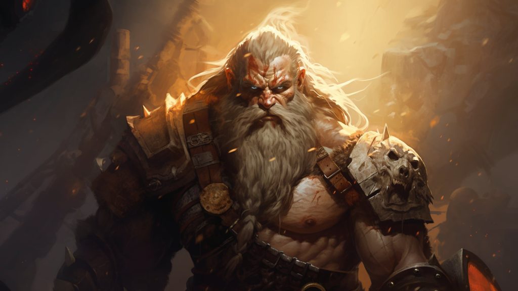 Barbarian 5E: warrior with grey beard
