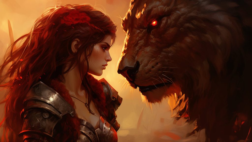 5e schools of magic: female with beast animal from dnd