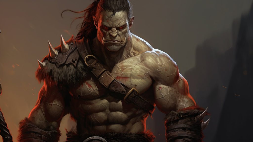 Barbarian 5E: half orc warrior from dnd