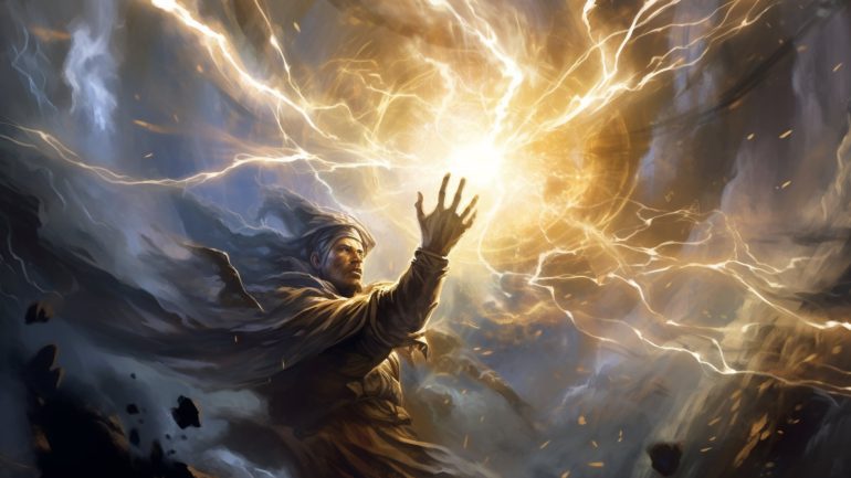 Lightning Bolt 5E: Wizard in DnD shoots lightning from his hand
