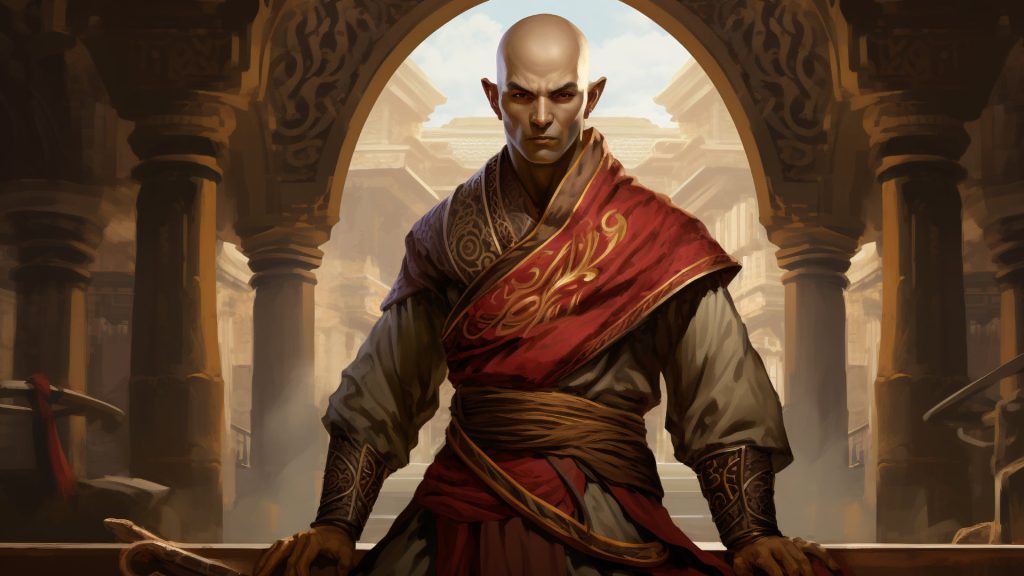Monk 5E: Bold monk in the temple