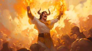Sacred Flame 5E: Tiefling from dnd holding fire bolts in his hands