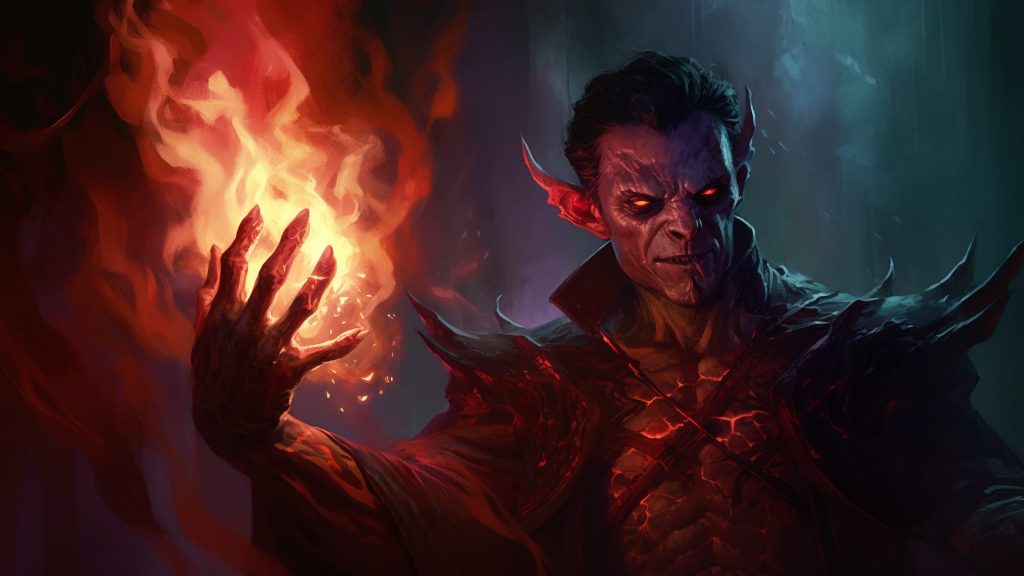 Warlock 5E: DnD Warlock casting fire from his hand